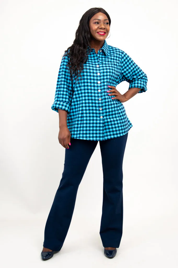 Alexis Top, Mazarine Plaid, Cotton Flannel