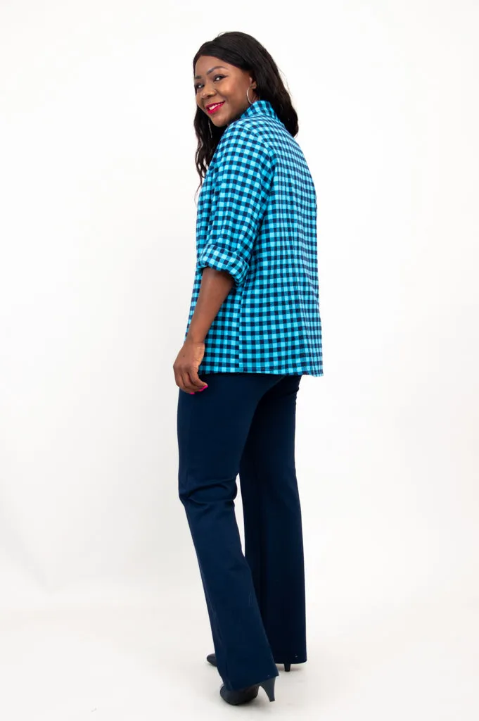 Alexis Top, Mazarine Plaid, Cotton Flannel