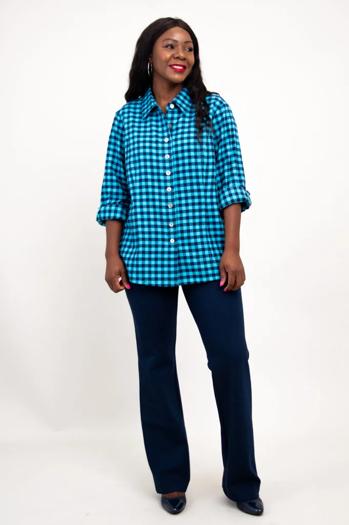 Alexis Top, Mazarine Plaid, Cotton Flannel