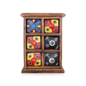 Almirah with 6 Drawer - 10 x 7 Inches | Mini Wooden Box/ Storage Box for Home/ 2.400 Kgs Approx