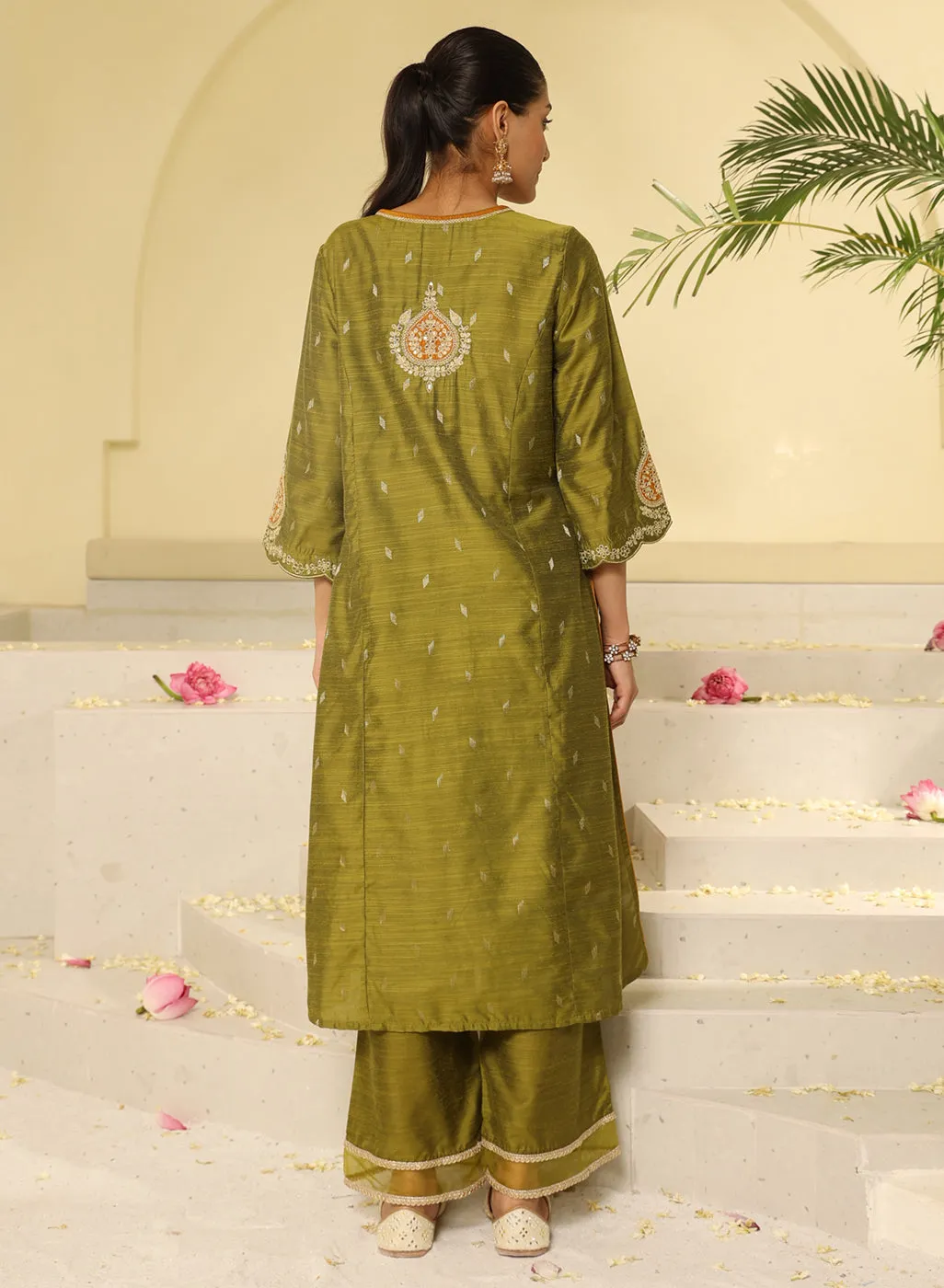 Apple Green Embroidered Kurta Set