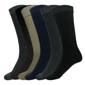 Arctic Wolf Men's Cotton Calf Length Ribbed Formal Socks (Pack of 6 Pairs)