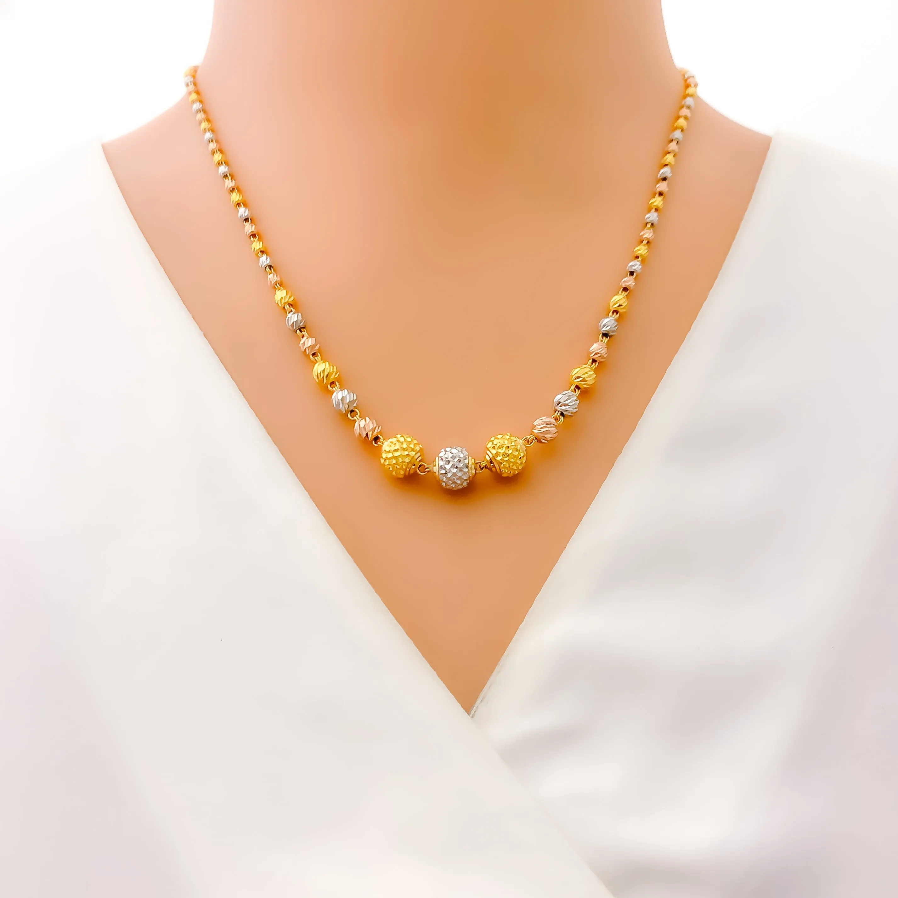 Artistic Beaded 22k Gold Necklace