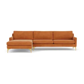 Astha Fabric Left Chaise Sofa (Brass Metal, Amber)