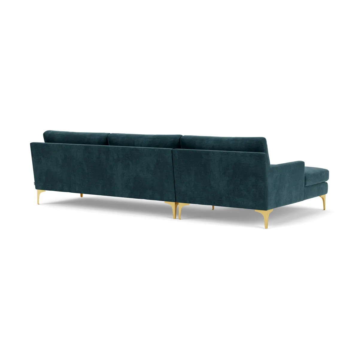 Astha Fabric Left Chaise Sofa (Brass Metal, Dust Blue)