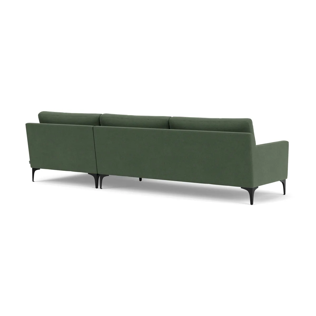 Astha Fabric Right Chaise Sofa (Black Metal, Dark Green)