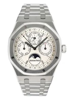 Audemars Piguet Royal Oak 26574ST White Dial Perpetual Calendar Mens Watch Box Papers