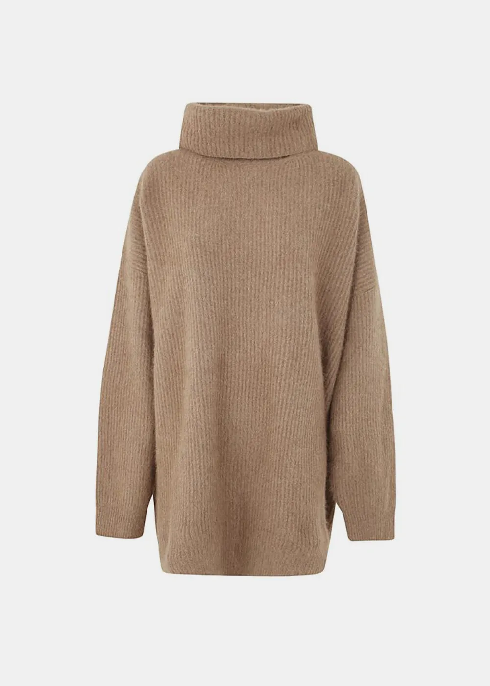 Beige High Neck Jumper