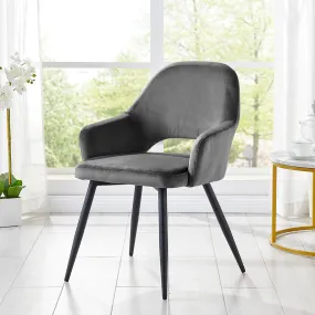 Belvoir Velvet Dining Chair with Metal Legs (Grey Velvet)