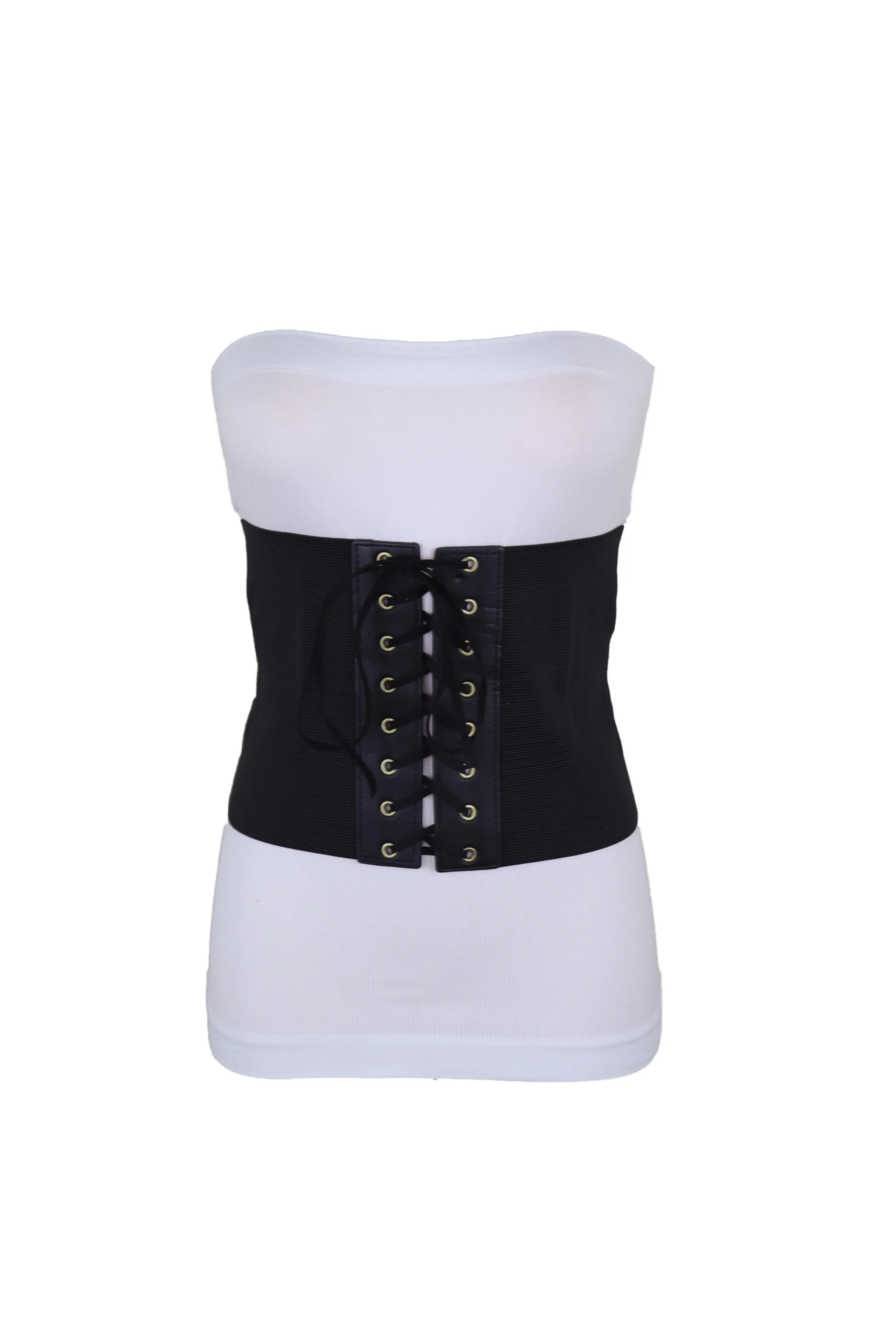 Black Corset Extra Wide Elastic Slim Fit Waistband Fashion Belt Size S M