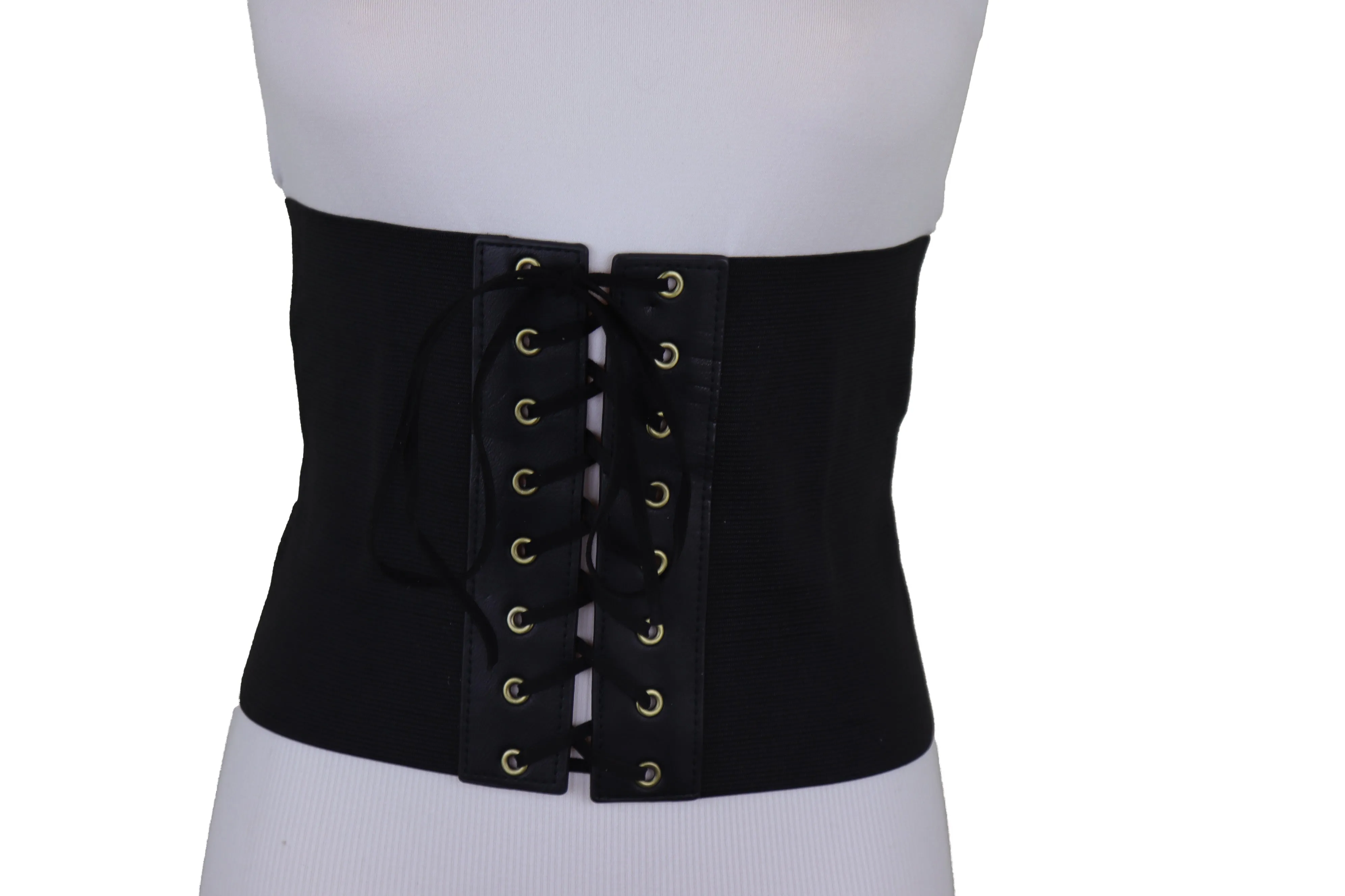 Black Corset Extra Wide Elastic Slim Fit Waistband Fashion Belt Size S M