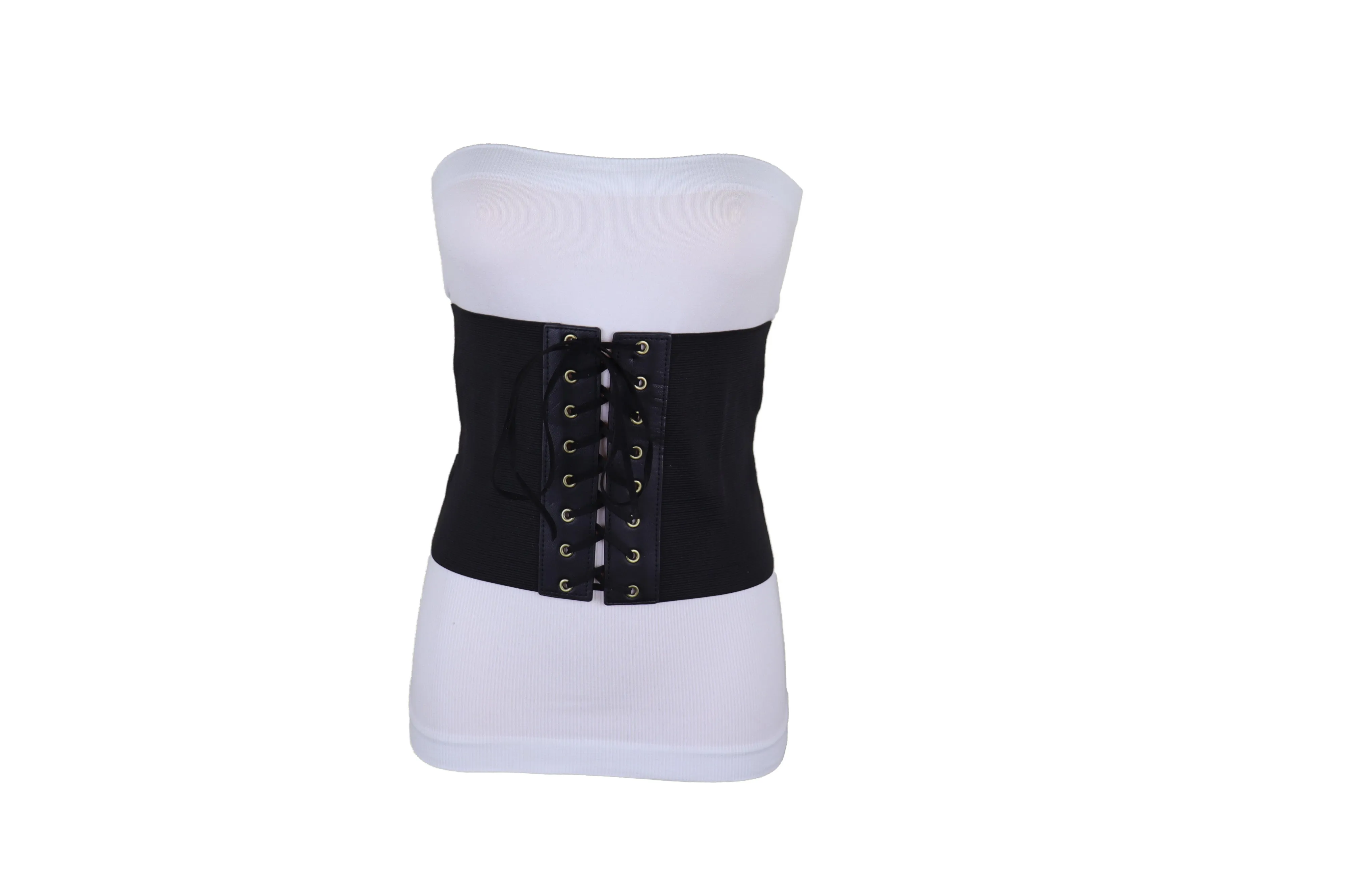 Black Corset Extra Wide Elastic Slim Fit Waistband Fashion Belt Size S M