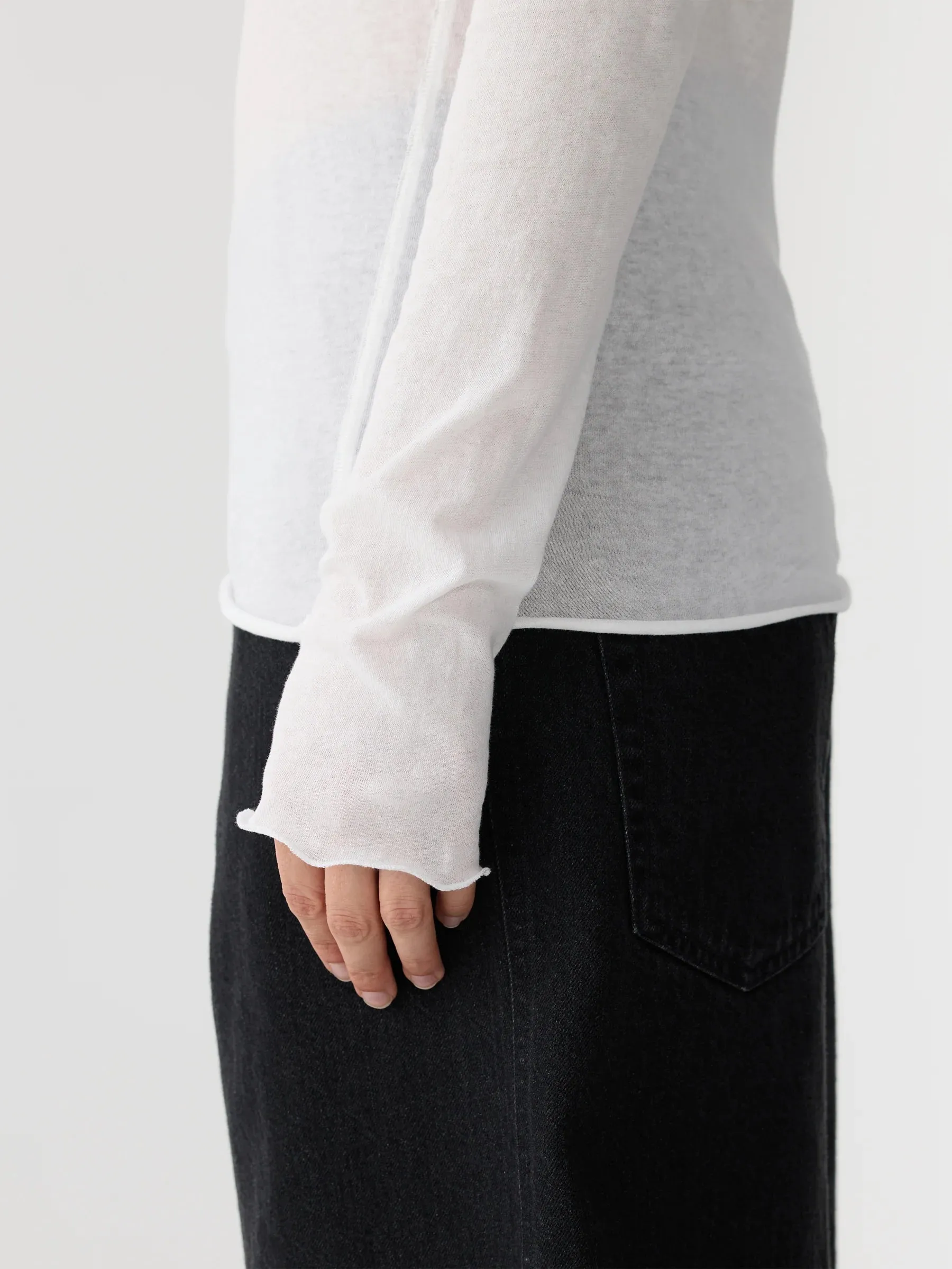 Boatneck Superfine L/S T.Shirt - White