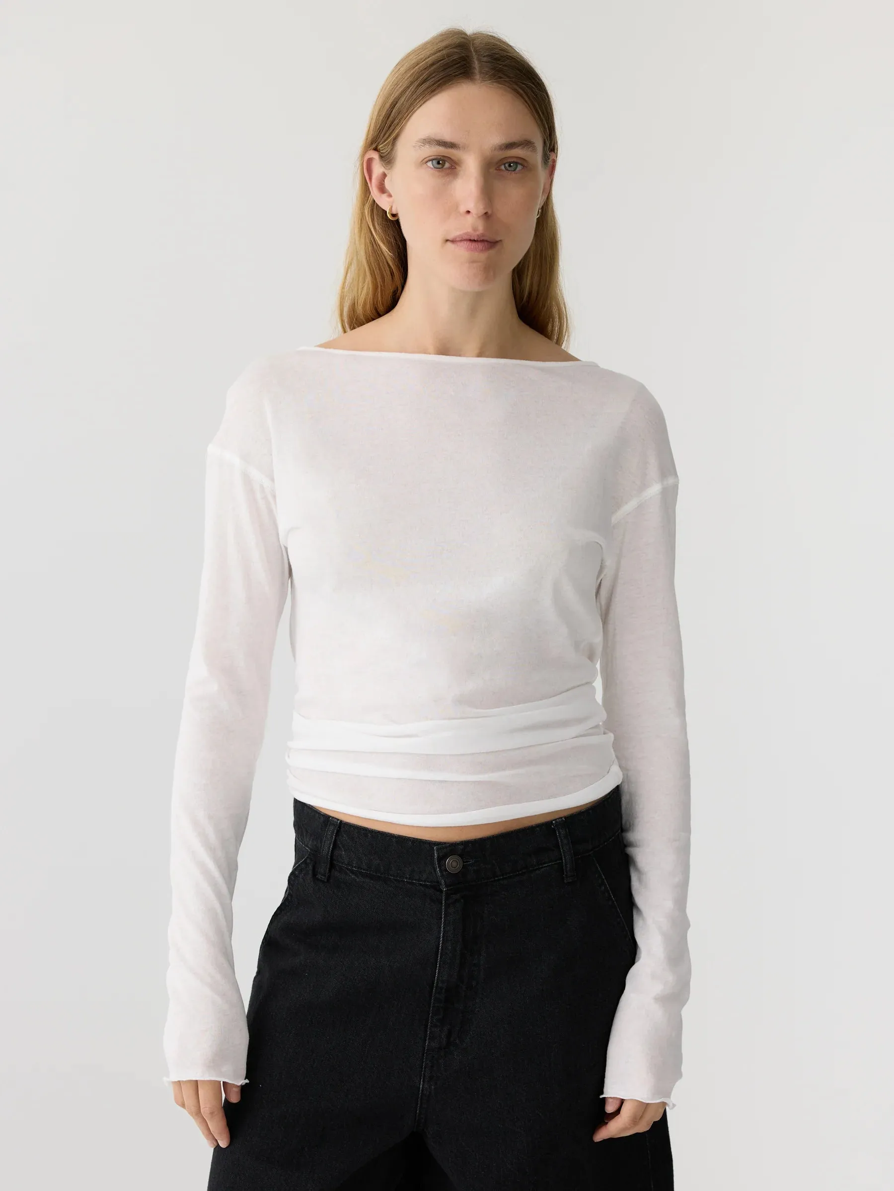 Boatneck Superfine L/S T.Shirt - White