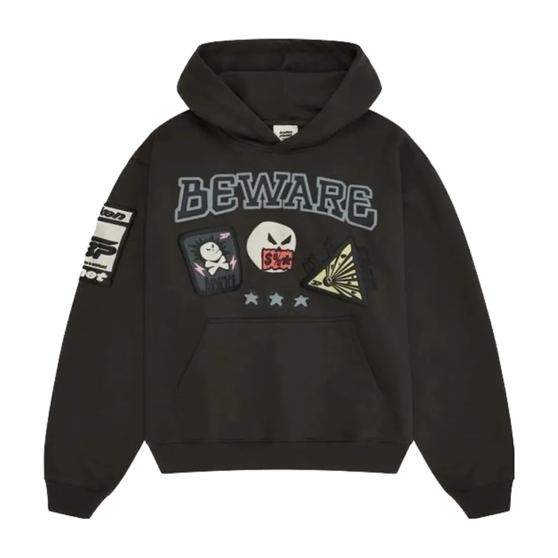 Broken Planet Beware Hoodie Soot Black