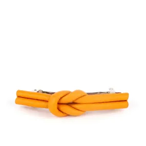 Charlotte Leather Knot Hair Barrette, Mustard