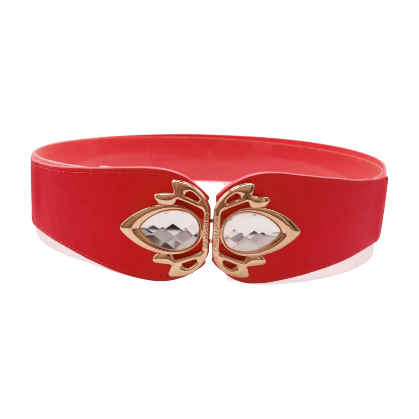 Coral Elastic Fashion Belt Gold Metal Bling Buckle S M