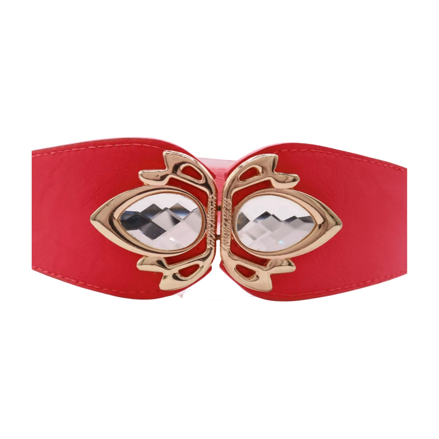 Coral Elastic Fashion Belt Gold Metal Bling Buckle S M