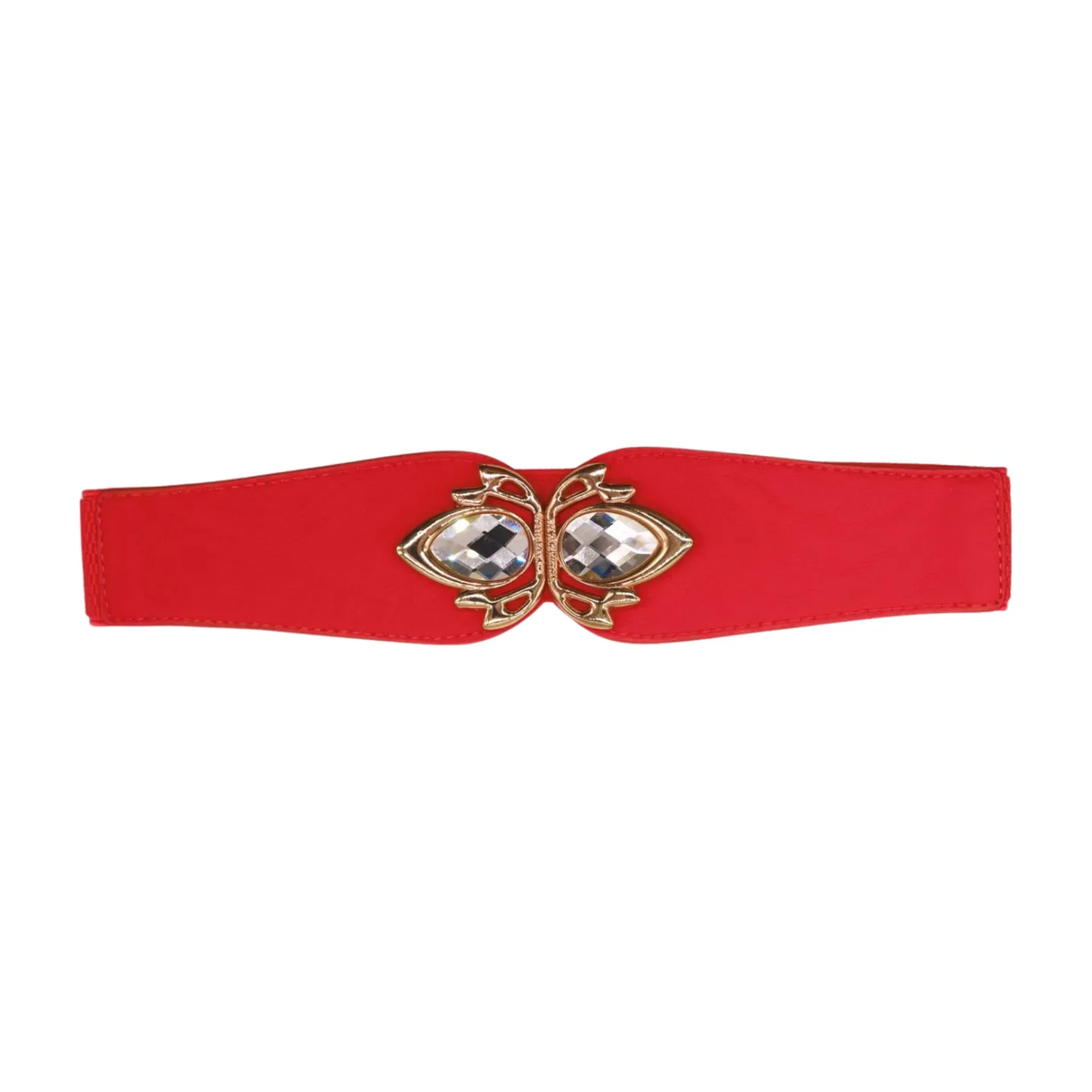 Coral Elastic Fashion Belt Gold Metal Bling Buckle S M