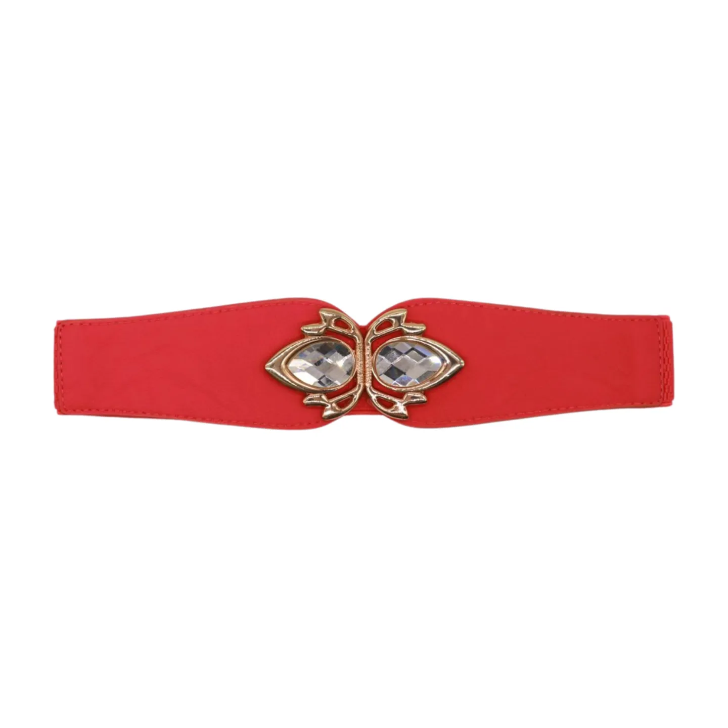 Coral Elastic Fashion Belt Gold Metal Bling Buckle S M