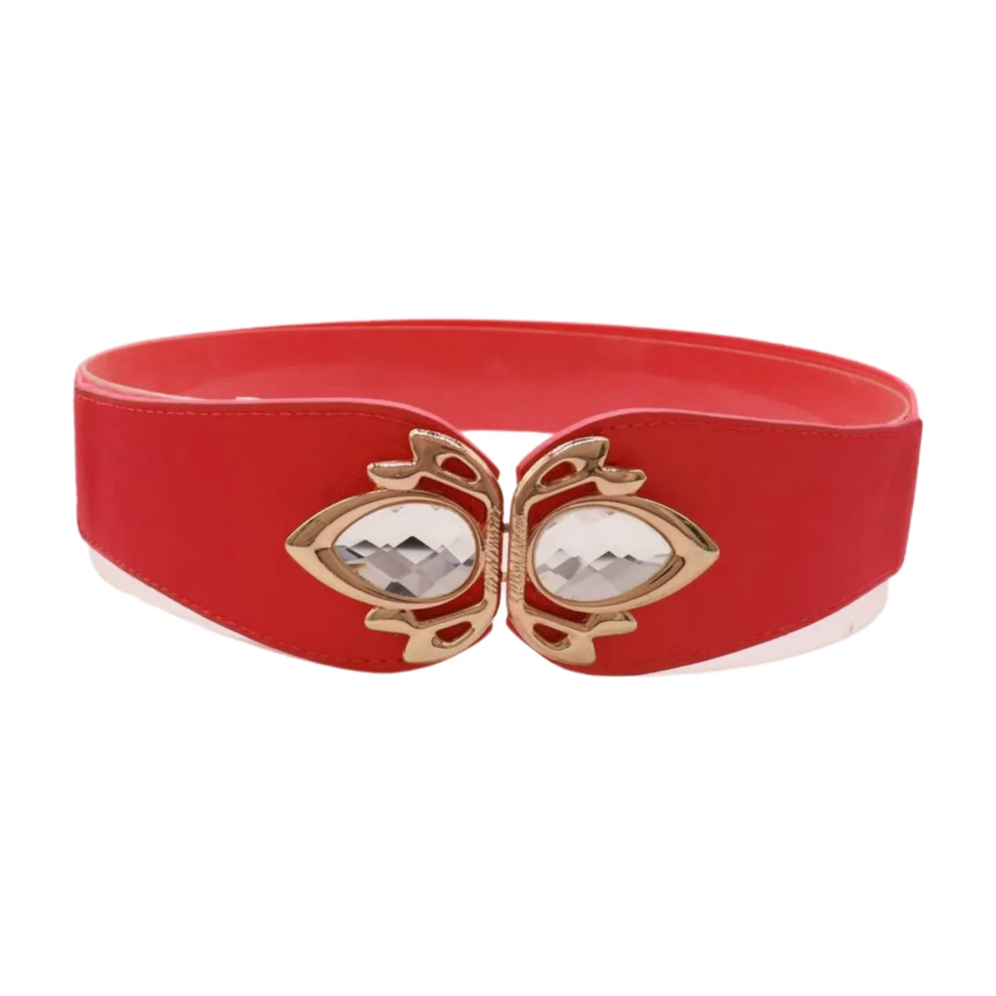 Coral Elastic Fashion Belt Gold Metal Bling Buckle S M