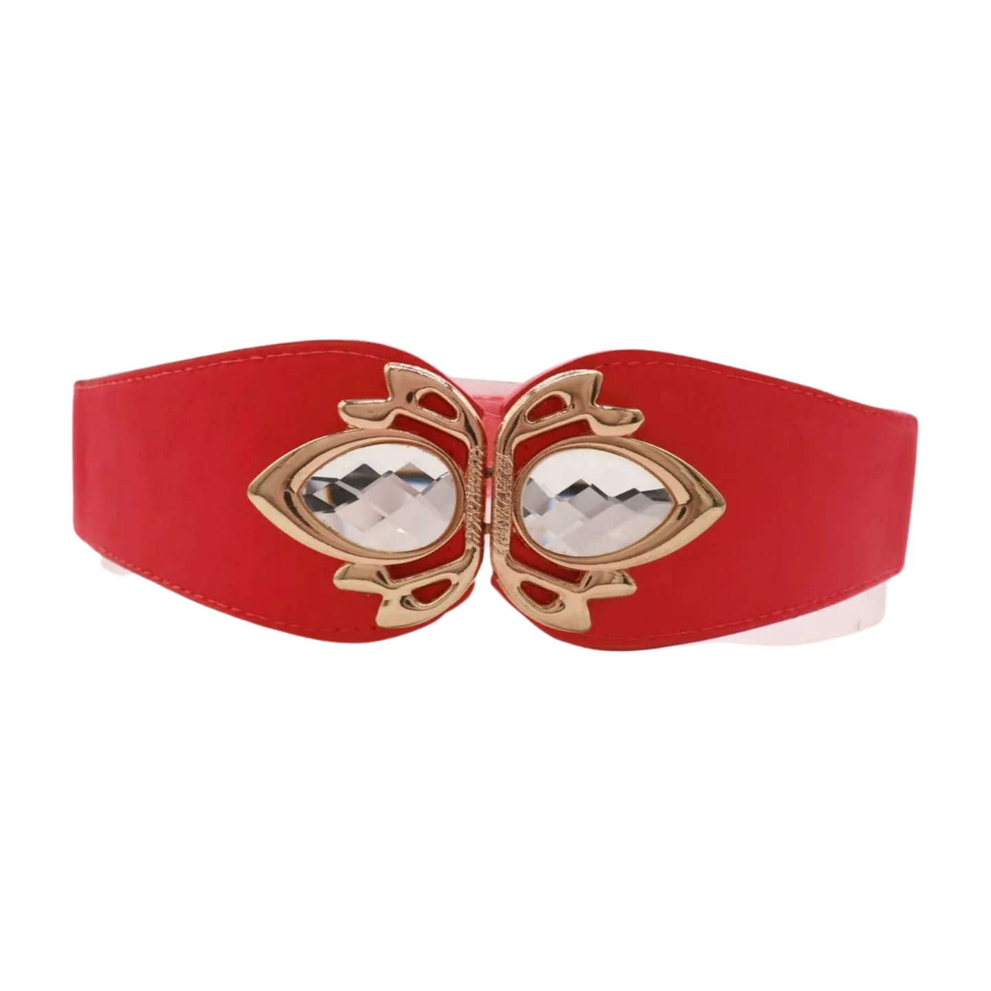 Coral Elastic Fashion Belt Gold Metal Bling Buckle S M