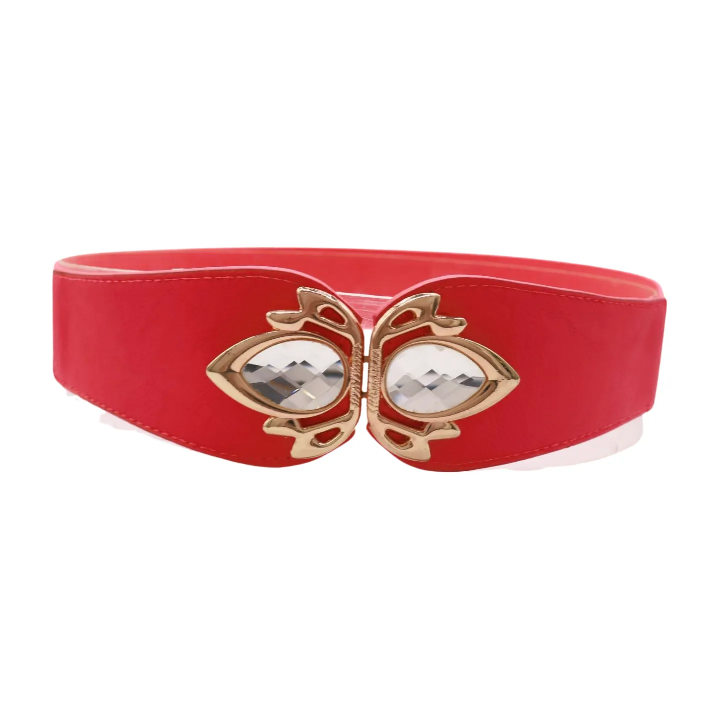 Coral Elastic Fashion Belt Gold Metal Bling Buckle S M