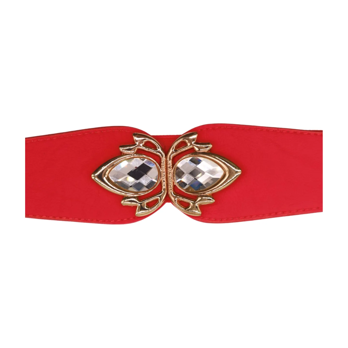 Coral Elastic Fashion Belt Gold Metal Bling Buckle S M