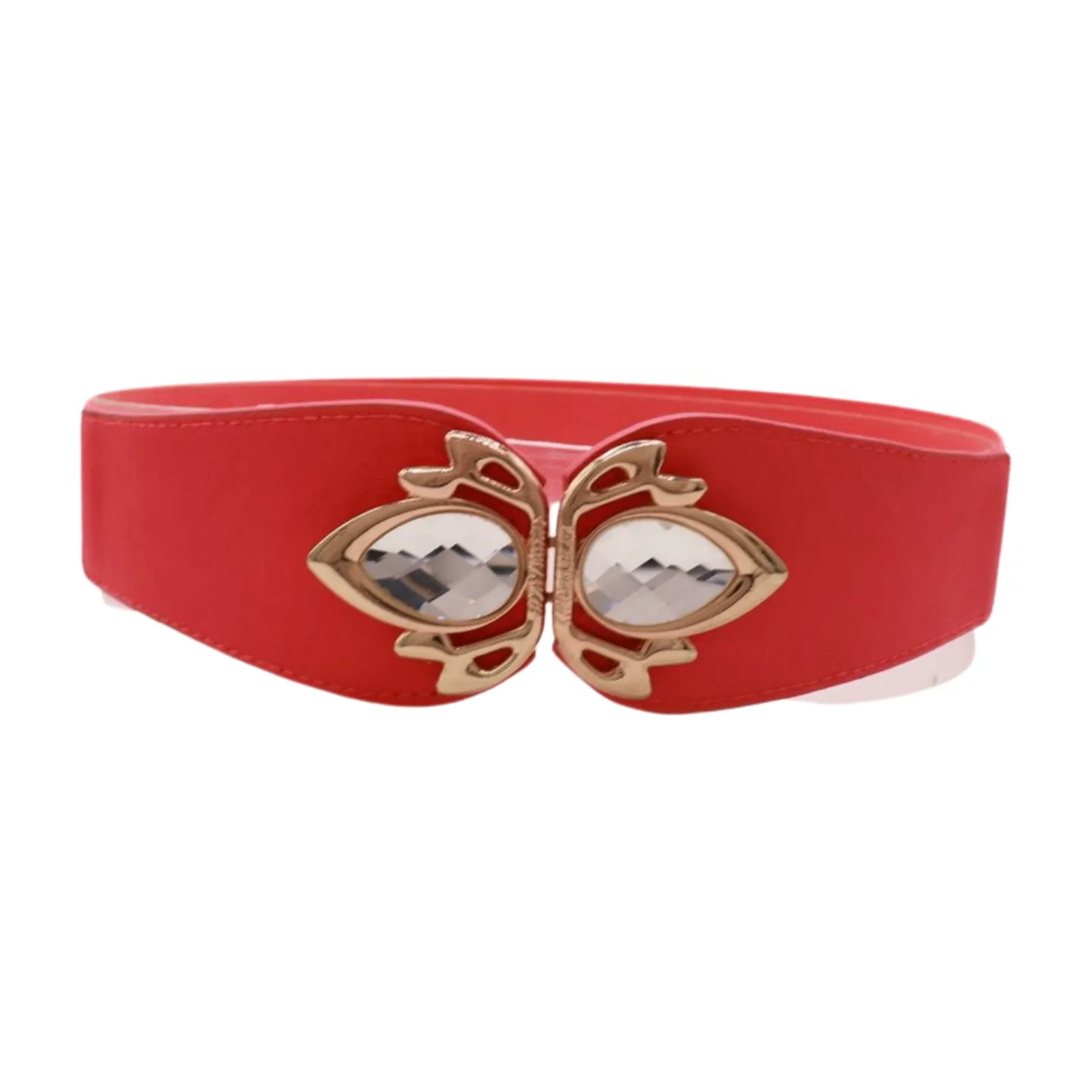 Coral Elastic Fashion Belt Gold Metal Bling Buckle S M