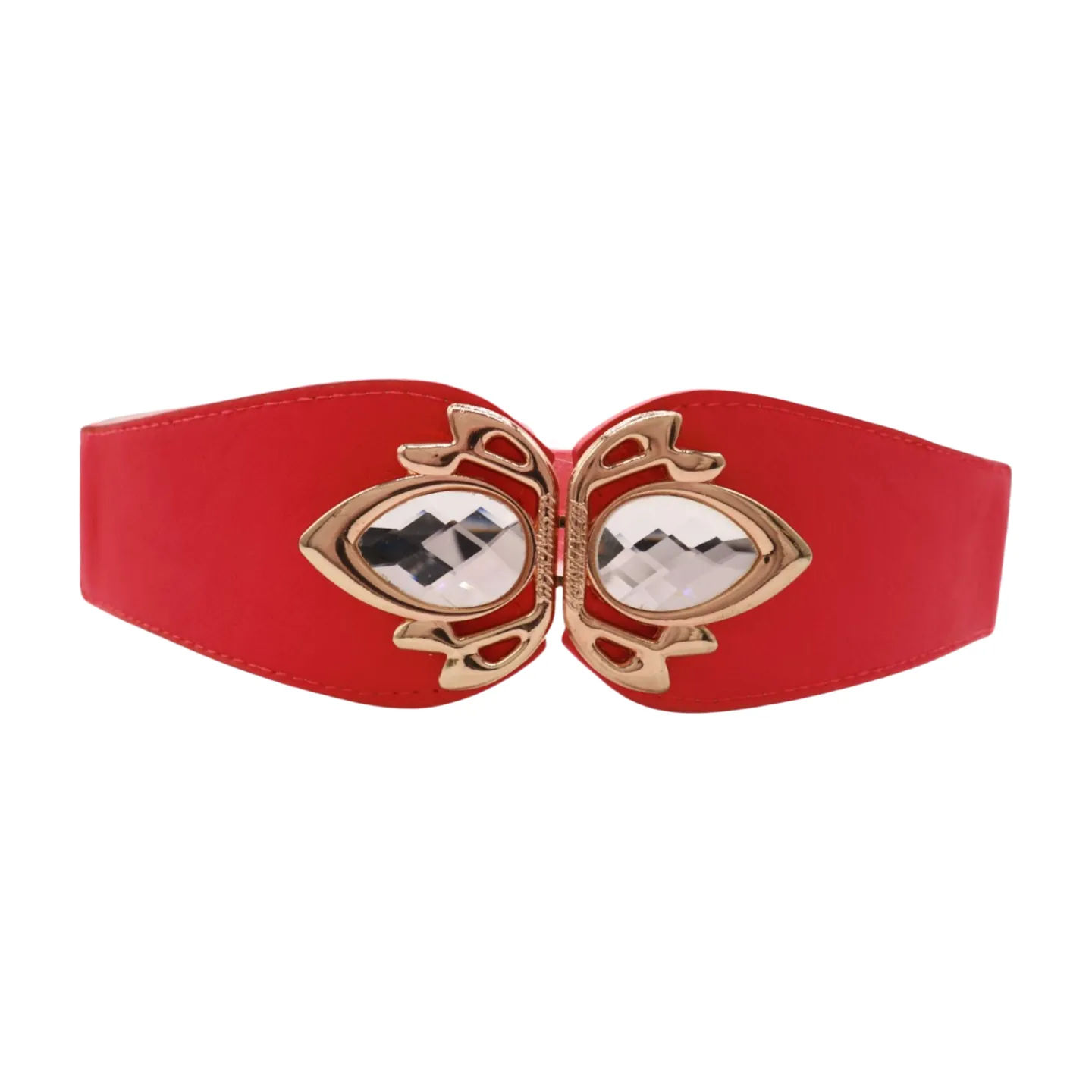 Coral Elastic Fashion Belt Gold Metal Bling Buckle S M