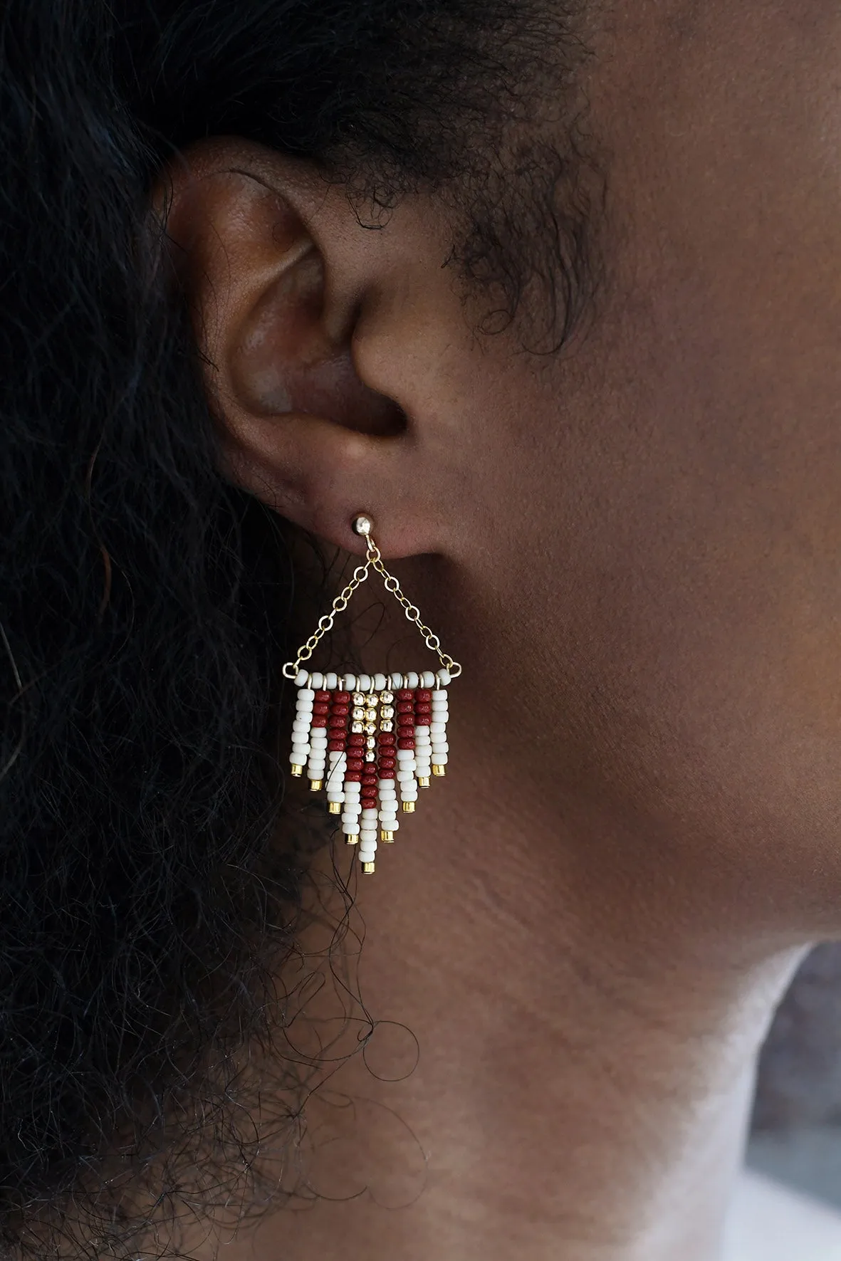 Deco Earrings - PINK/BURGUNDY/GOLD