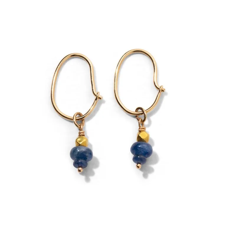 Ellipse Hoop, Blue Sapphire, 9kt Yellow Gold