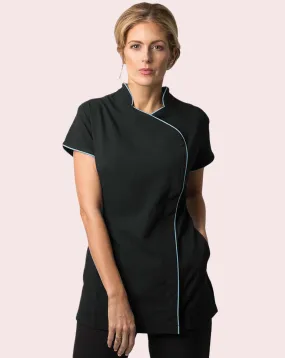 Event Mandarin Collar Asymmetric Tunic - Black / Peacock