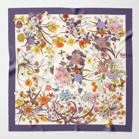 Flora - Hand Rolled Silk Foulard - Violet