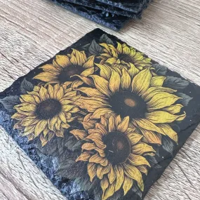 Flowers Slate Coasters - Sunflower