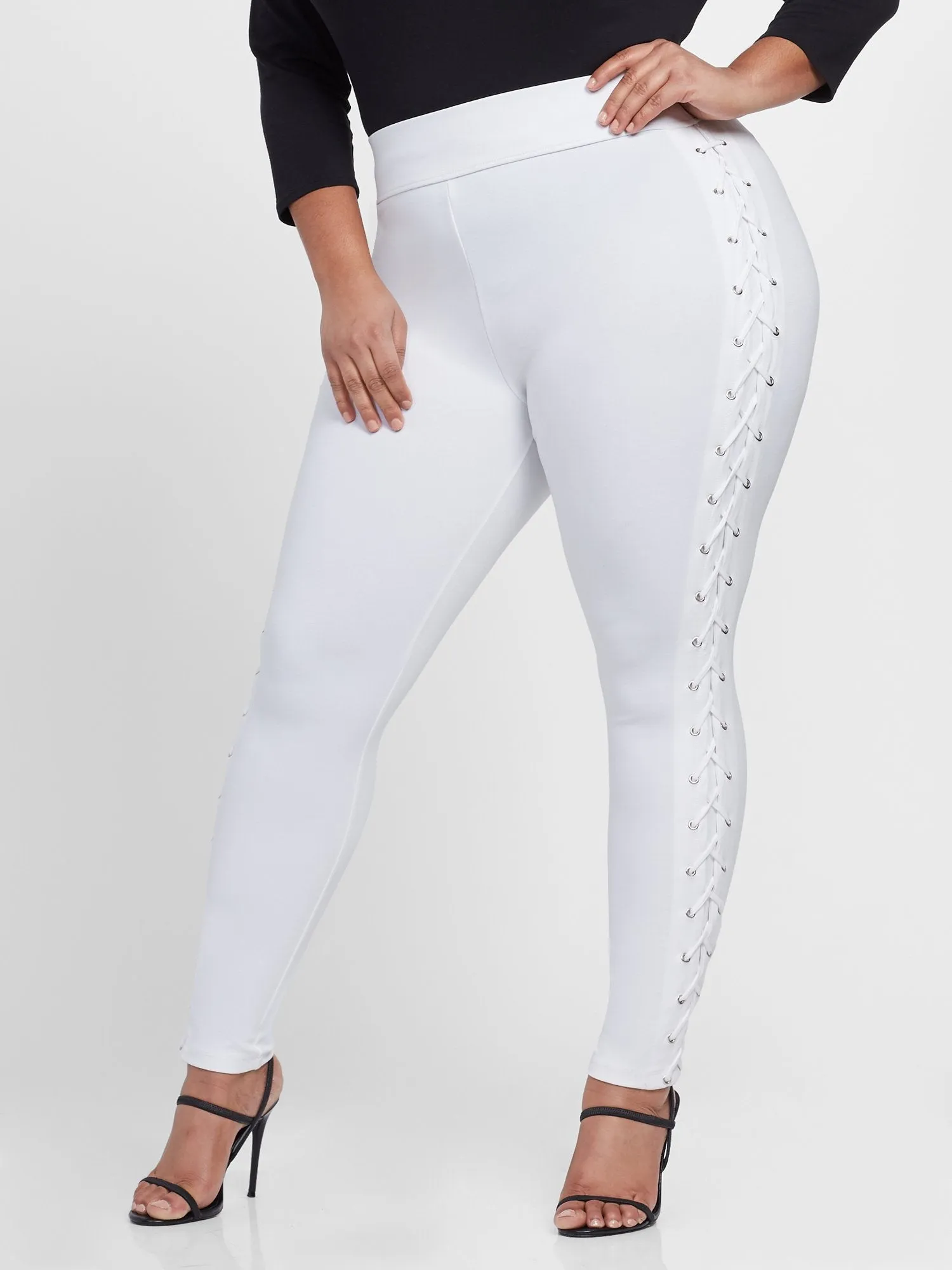 Good Form Lace-Up Waistband Ponte Leggings