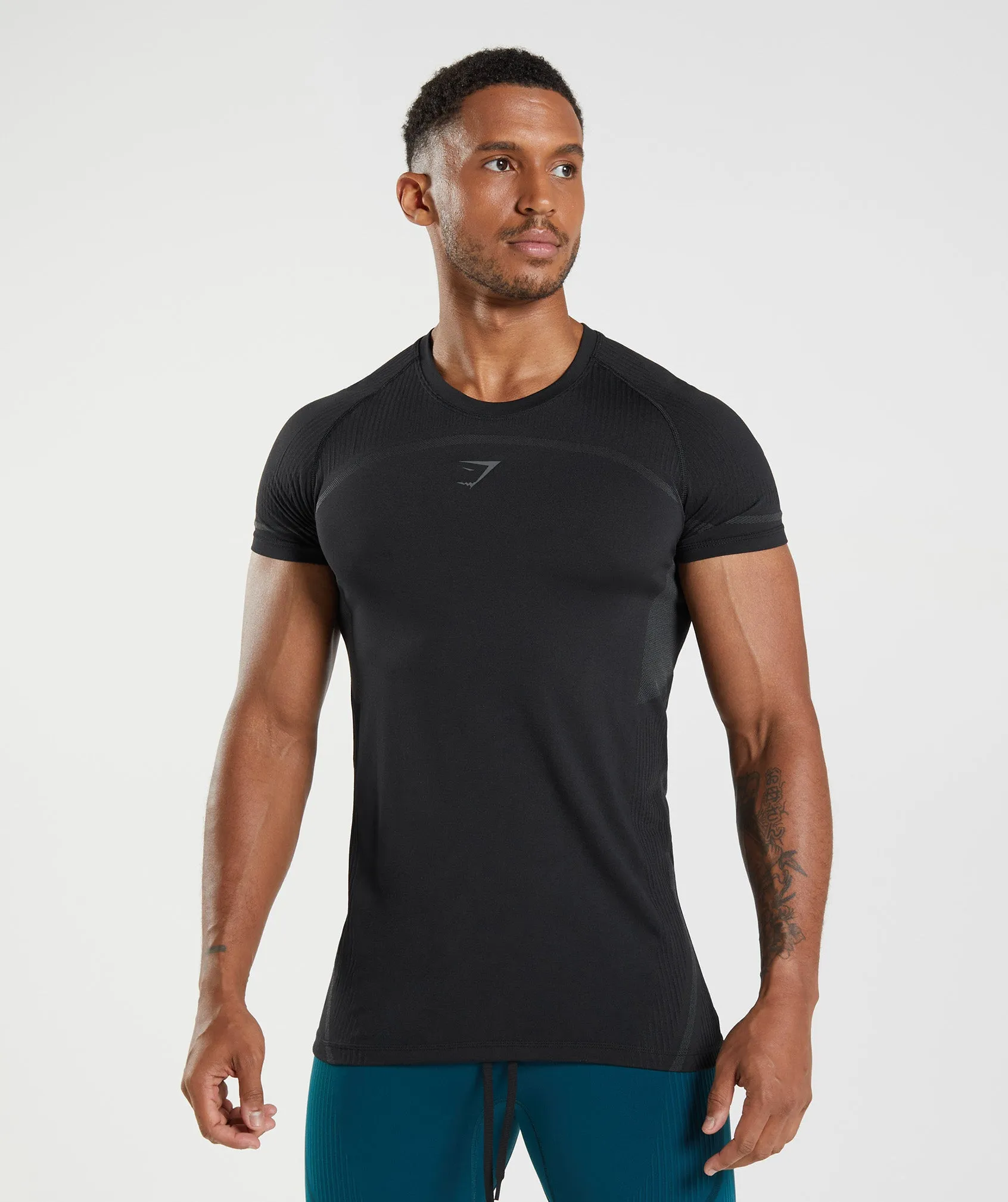 Gymshark 315 Seamless T-Shirt - Black/Charcoal Grey