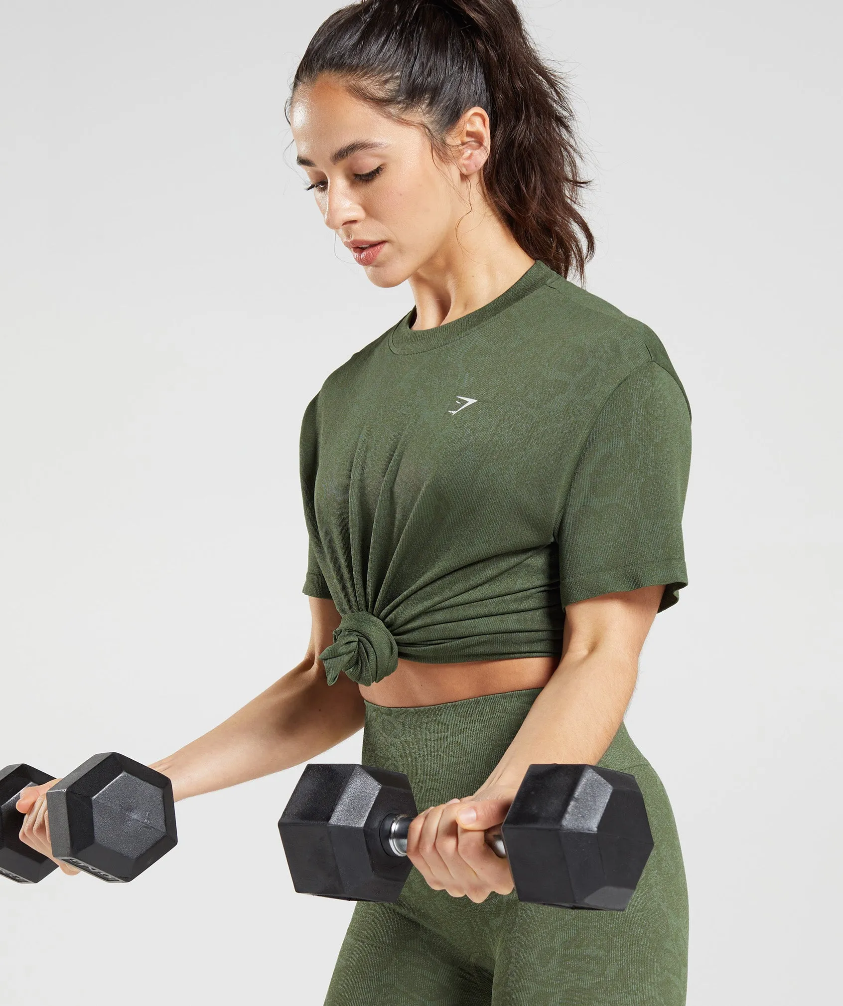 Gymshark Adapt Animal Seamless T-Shirt - Willow Green/Core Olive