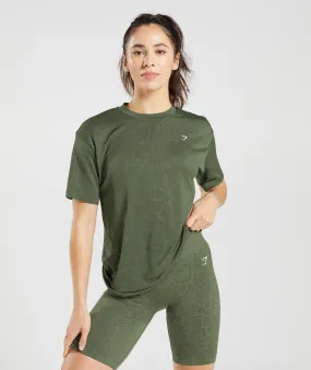 Gymshark Adapt Animal Seamless T-Shirt - Willow Green/Core Olive