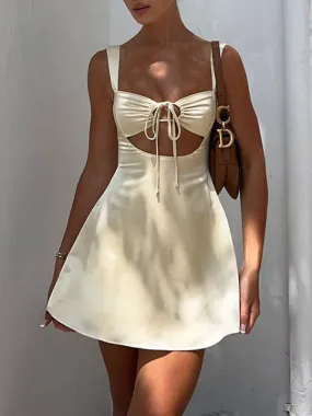 Hollow Out Spaghetti Strap Mini Dress