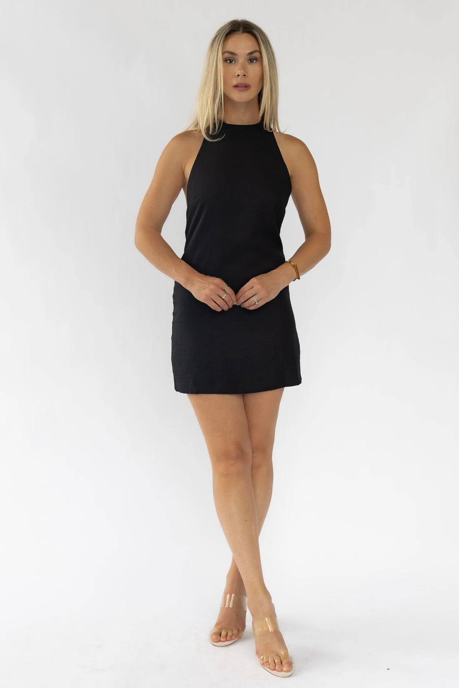 Isla Black Back Bow Mini Dress - Final Sale