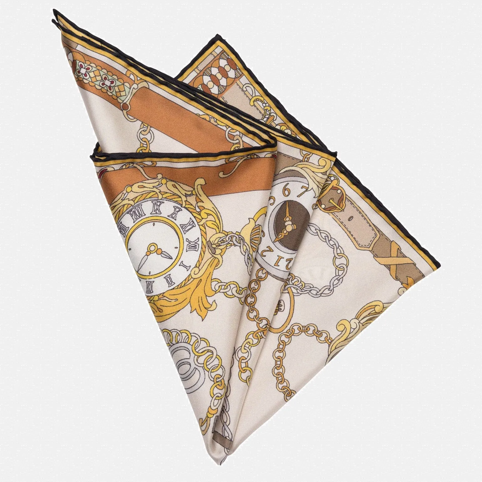 Like Clockwork - Silk Pocket Square - Beige