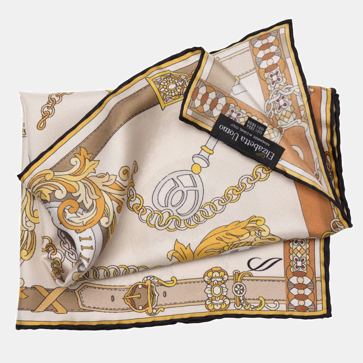 Like Clockwork - Silk Pocket Square - Beige