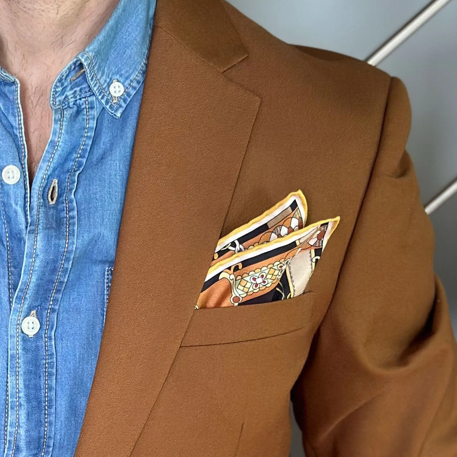 Like Clockwork - Silk Pocket Square - Beige