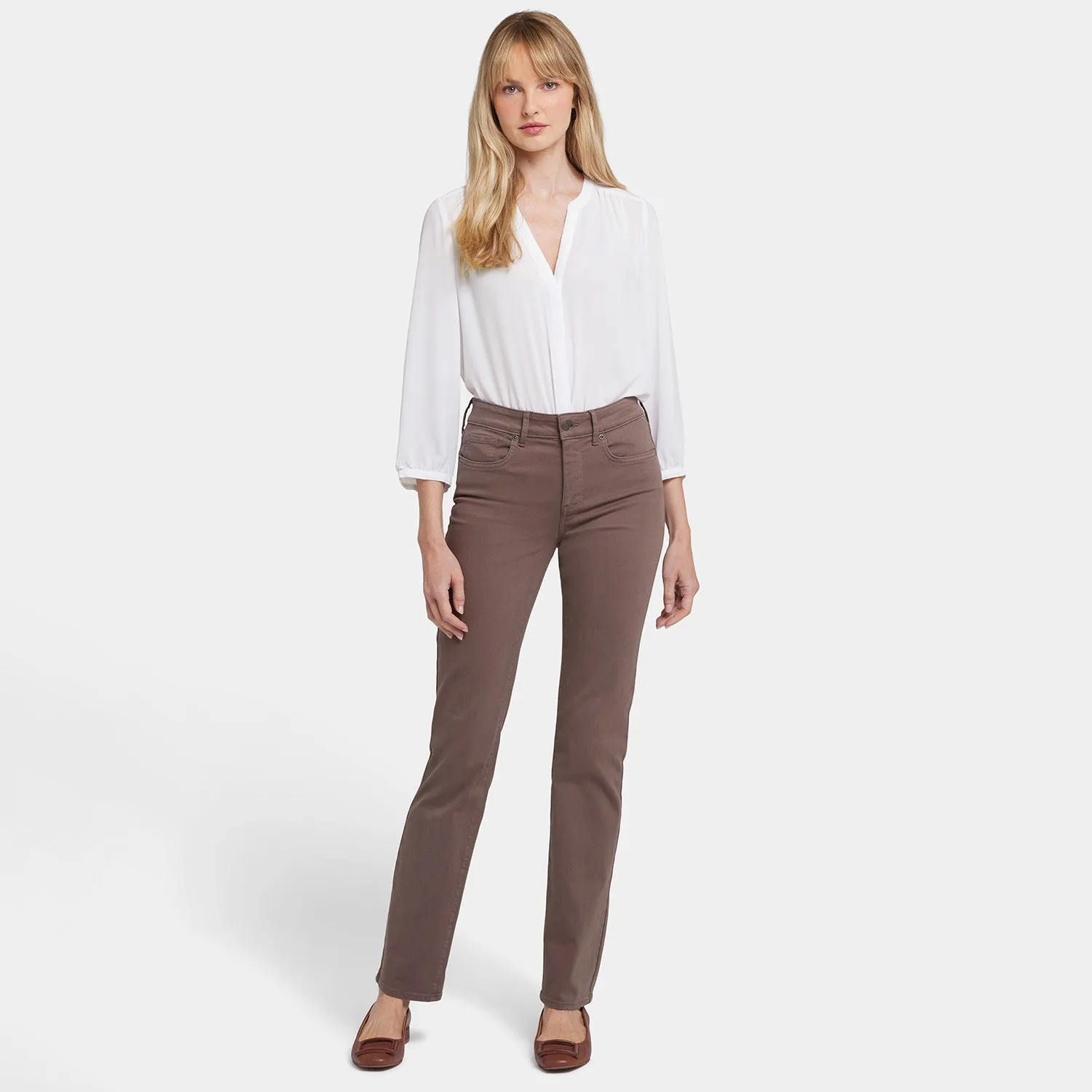 Marilyn Straight Jeans In Petite - Dark Wood