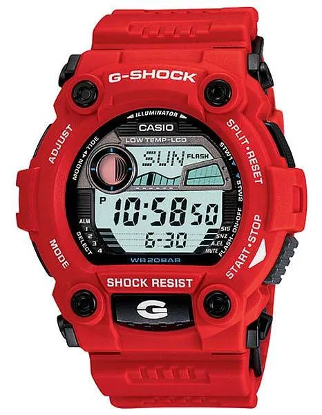 Mens Casio G-Shock - World Time - Tide & Moon Data - Red Resin Band