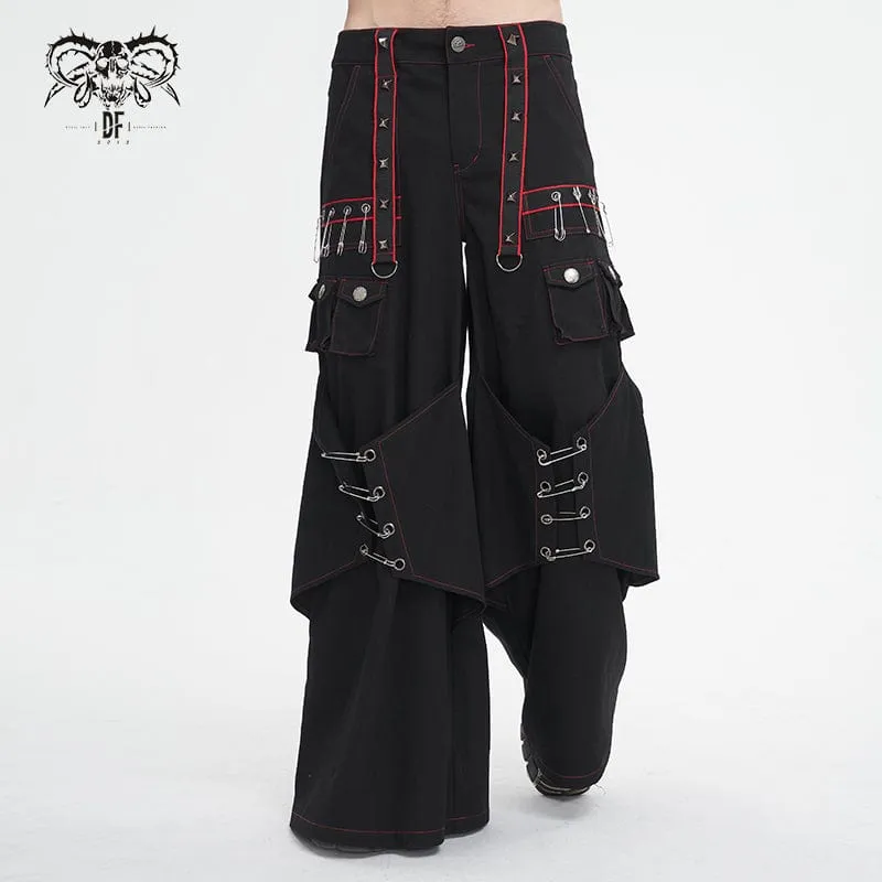 Men's Gothic Pin Studded Flared Pants