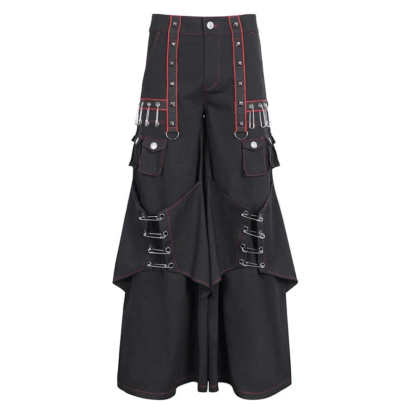 Men's Gothic Pin Studded Flared Pants