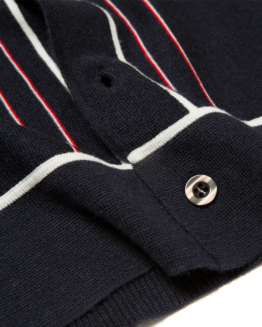 Navy Edge Strip Knit Shirt