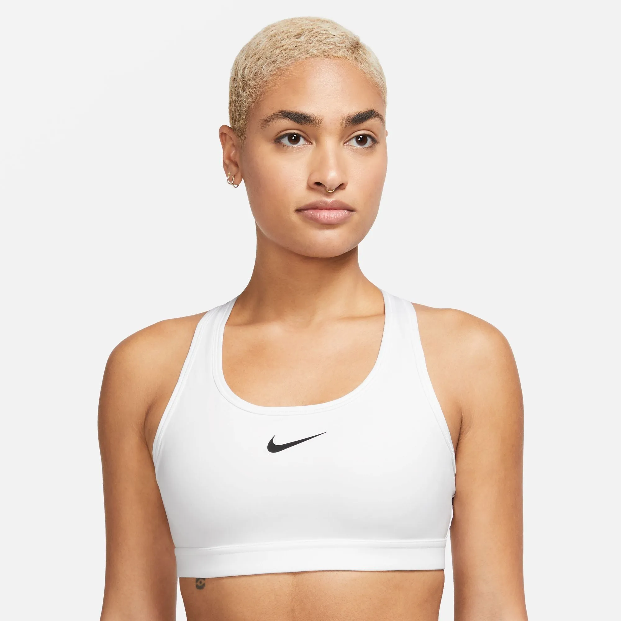 Nike Women's Swoosh Medium Support Bra White / Stone Mauve / Black